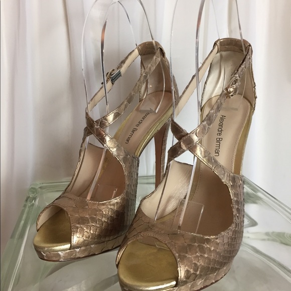 Alexandre Birman Gold Snakeskin platforms 5 1/2 - Picture 3 of 8